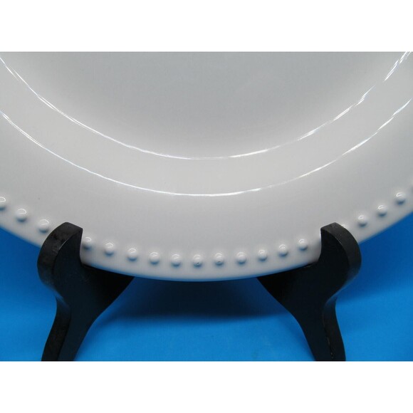 Pottery Barn Emma Off White 11 1/8" Beaded Rim Dinner Plate Portugal - Picture 3 of 8
